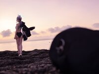 [Cosplay] G44 不会受伤 - Sand wolf white swimsuit 砂狼白子泳装