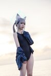 [Cosplay] G44 不会受伤 - Sand wolf white swimsuit 砂狼白子泳装