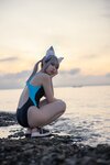 [Cosplay] G44 不会受伤 - Sand wolf white swimsuit 砂狼白子泳装