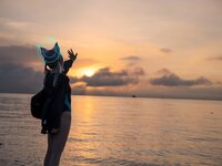 [Cosplay] G44 不会受伤 - Sand wolf white swimsuit 砂狼白子泳装