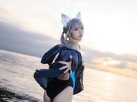 [Cosplay] G44 不会受伤 - Sand wolf white swimsuit 砂狼白子泳装