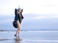 [Cosplay] G44 不会受伤 - Sand wolf white swimsuit 砂狼白子泳装