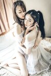 [JVID] 辰辰 & 妍妍 Angel - 我的大小女友-情人节带两位女友开房间-超超透上衣透明内裤