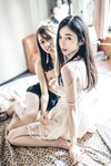 [JVID] 辰辰 & 妍妍 Angel - 我的大小女友-情人节带两位女友开房间-超超透上衣透明内裤