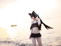 [Cosplay] G44 不会受伤 - Kuromi Serika Beach Swimsuit 黑見芹香 海边泳装
