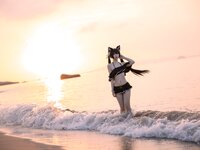 [Cosplay] G44 不会受伤 - Kuromi Serika Beach Swimsuit 黑見芹香 海边泳装