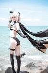 [Cosplay] Ni De Fu Qing 你的负卿 - Okita Souji swimsuit 冲田总司泳装