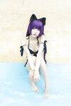 [Cosplay] Alannis 五更百鬼 - Black Cat Swimsuit 黑猫泳装