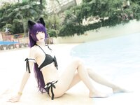 [Cosplay] Alannis 五更百鬼 - Black Cat Swimsuit 黑猫泳装