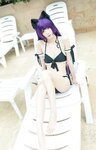 [Cosplay] Alannis 五更百鬼 - Black Cat Swimsuit 黑猫泳装
