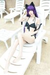 [Cosplay] Alannis 五更百鬼 - Black Cat Swimsuit 黑猫泳装