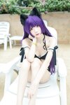 [Cosplay] Alannis 五更百鬼 - Black Cat Swimsuit 黑猫泳装