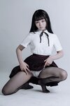 [Cosplay] Qiyuemiaozi 七月喵子 - JK Black Silk jk黑丝