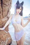 [Cosplay] Bu Dai Mao 不呆猫 & Lishi 抖娘 - Mastiff Beach Swimsuit 獒犬海边泳装