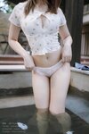 [Cosplay] Nyako 喵子 - Hot Spring + Lace Pajamas 温泉+蕾丝睡衣