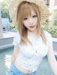 [Cosplay] Nyako 喵子 - Hot Spring + Lace Pajamas 温泉+蕾丝睡衣