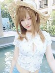 [Cosplay] Nyako 喵子 - Hot Spring + Lace Pajamas 温泉+蕾丝睡衣