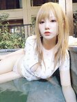 [Cosplay] Nyako 喵子 - Hot Spring + Lace Pajamas 温泉+蕾丝睡衣