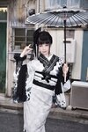 [Cosplay] 水淼aqua 2025年03月 - 01.黑色蕾丝和服&内衣（个人造型）