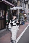 [Cosplay] 水淼aqua 2025年03月 - 01.黑色蕾丝和服&内衣（个人造型）
