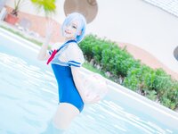 [Cosplay] 幼愛youmeko - 蕾姆泳装