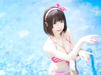 [Cosplay] Zhenzhu 十万珍吱伏特 - Megumi Kato Swimsuit 加藤惠 泳装