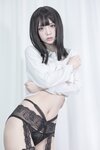 [Cosplay] Fengmaoss 疯猫ss - White Shirt and Black Stockings 白衬衣黑丝