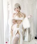 [Cosplay] Niyeye 白烨烨 - White Qipao 白旗袍