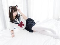 [Cosplay] Mizhi Mao Qiu 蜜汁猫裘 - Cat Ear JK 猫耳JK