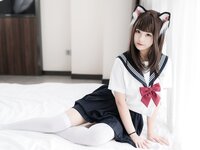 [Cosplay] Mizhi Mao Qiu 蜜汁猫裘 - Cat Ear JK 猫耳JK