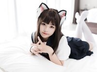 [Cosplay] Mizhi Mao Qiu 蜜汁猫裘 - Cat Ear JK 猫耳JK