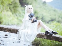[Cosplay] Gua Xi Jiang 瓜希酱 - rabbit ears white dress 穹妹兔耳白裙