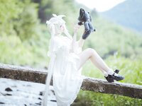 [Cosplay] Gua Xi Jiang 瓜希酱 - rabbit ears white dress 穹妹兔耳白裙