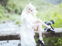 [Cosplay] Gua Xi Jiang 瓜希酱 - rabbit ears white dress 穹妹兔耳白裙