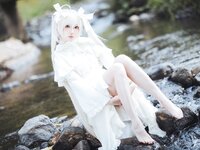 [Cosplay] Gua Xi Jiang 瓜希酱 - rabbit ears white dress 穹妹兔耳白裙