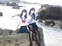 [Cosplay] 三無人型 &不呆猫 水手服百合黑丝 [51P1V-1.02GB]