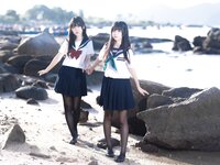 [Cosplay] 三無人型 &不呆猫 水手服百合黑丝 [51P1V-1.02GB]