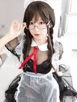 [Fantia] 迷之呆梨 自撮り写真 2022.01 半透明黑丝 吊带女仆装 [48P4V-403MB]