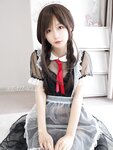 [Fantia] 迷之呆梨 自撮り写真 2022.01 半透明黑丝 吊带女仆装 [48P4V-403MB]