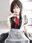 [Fantia] 迷之呆梨 自撮り写真 2022.01 半透明黑丝 吊带女仆装 [48P4V-403MB]