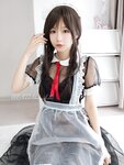 [Fantia] 迷之呆梨 自撮り写真 2022.01 半透明黑丝 吊带女仆装 [48P4V-403MB]