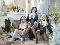 [COSPLAY] 轩萧学姐 奶桃X胡桃喵 修女