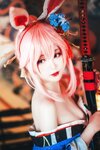 [Cosplay] Yui 金鱼 - Yae Sakura + Tomorrow's Ark Black 八重樱+明日方舟 黑