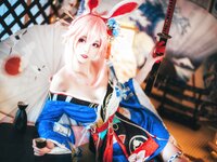 [Cosplay] Yui 金鱼 - Yae Sakura + Tomorrow's Ark Black 八重樱+明日方舟 黑