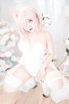 [Cosplay] Sayo Momo - Mashu white lingerie body 0il