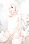 [Cosplay] Sayo Momo - Mashu white lingerie body 0il