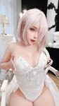 [Cosplay] Sayo Momo - Mashu white lingerie body 0il