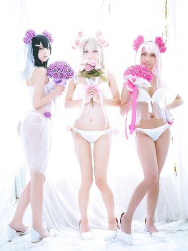 [Cosplay] Rinka Okita 沖田凜花 & Yakira 鈴鈴, Oni Hime 鬼姬 - Wedding Bikini ver. (Fate kaleid liner プリズマ☆イリヤ)