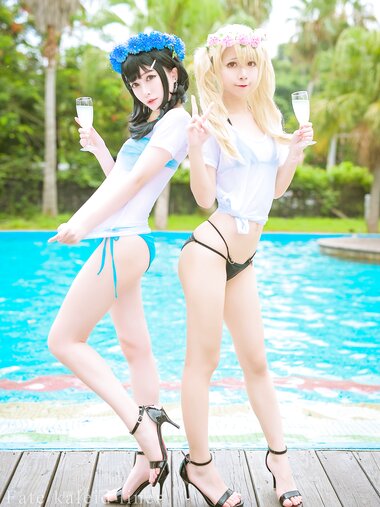 [Cosplay] Rinka Okita 沖田凜花 & Miyana 咪呀 - Birthday Swimsuit 誕生日水着