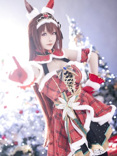 [Cosplay] 星之迟迟 - 2023年12月计划A 赛马娘-大和赤骥 圣诞衣装 [47P-330MB]